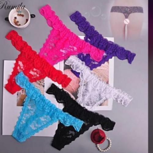 Ladies Soft Net Mixed Colors G-String Pants - 6 Pieces