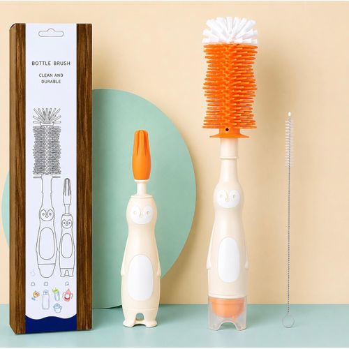 Multipurpose Bottle Brush Silicone Orange
