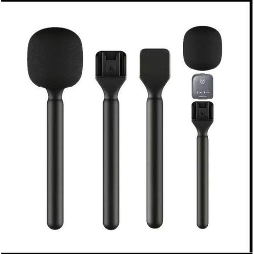 Professional Wireless Microphone Handle Adapter with Windproof,for Vlogging, Reporting & Interviews
