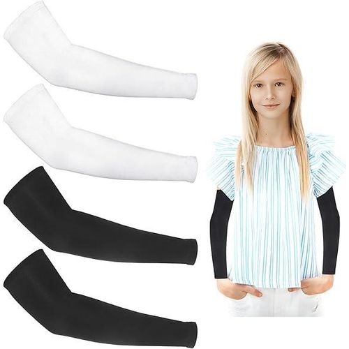 2 Pairs Kids Sleeves - Breathable Elastic Compression for Youth Boys Girls - Outdoor Sport Protection for Volleyball Football Baseball Basketball