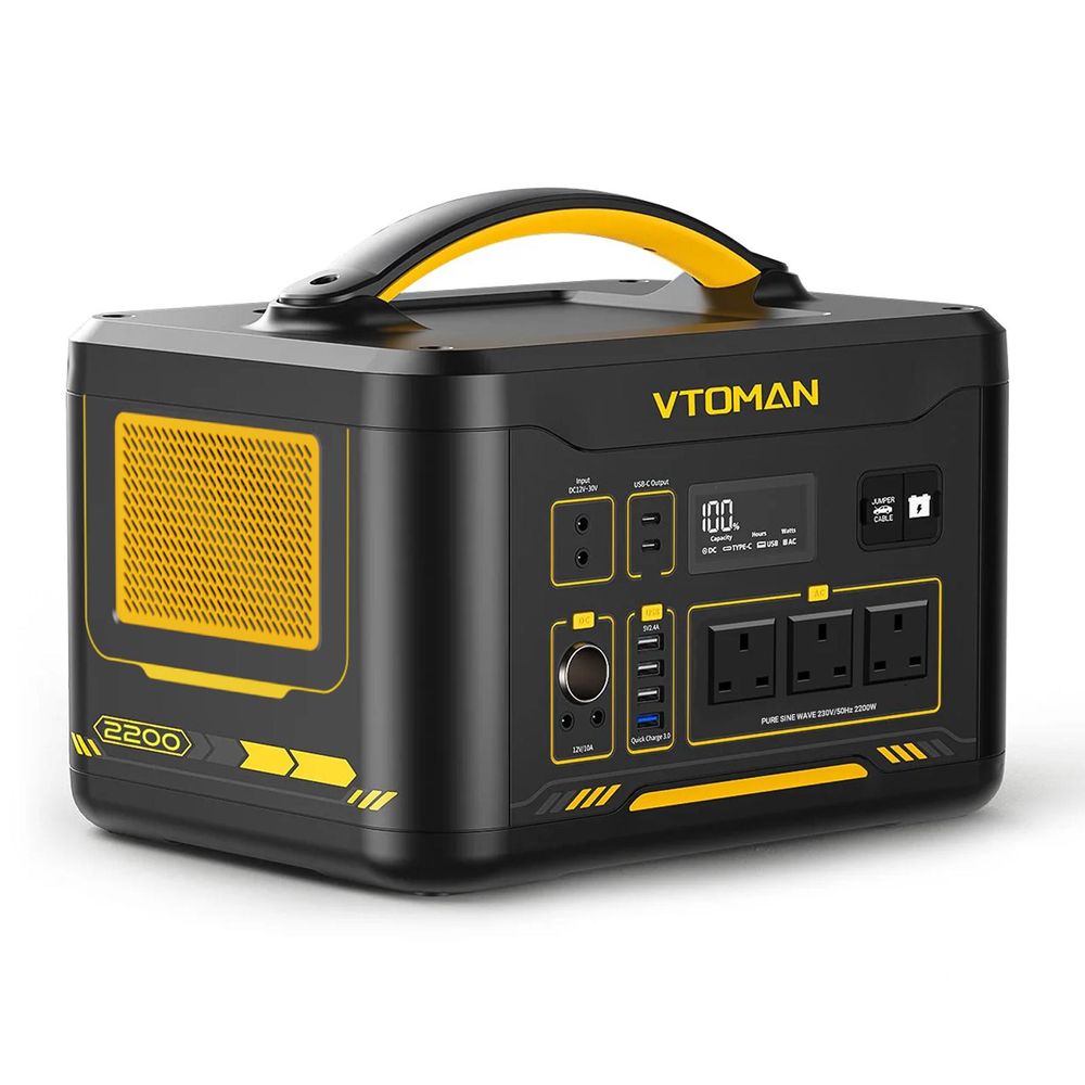VTOMAN Jump 2200 Portable Power Station 2200W-1548Wh LiFePO4 Solar Power Generator for Home Backup RV/Van Travel Camping TV Fan