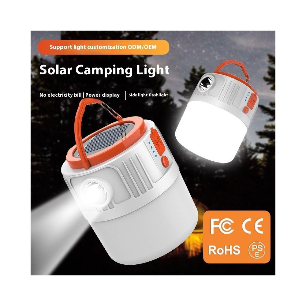 Solar Camping Light – Rechargeable LED Outdoor Lighting with USB & Remote Control for Emergency, Night Market, and Travel