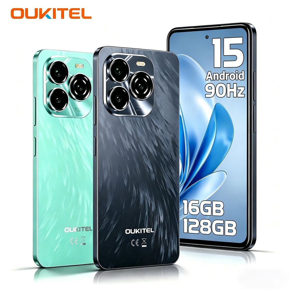 OUKITEL C65 Smartphones 6.7“HD, 5150mAh, 50MP Camera,16GB(4GB+12) RAM/128GB ROM 1TB Expansion,4G Dual SIM Slots Mobile Phones ,Android 15 Phone, 95dB Loudly Speaker, Reverse Charging, Fingerprint/Face ID/3.5 mm Jack/Sound Amplifier