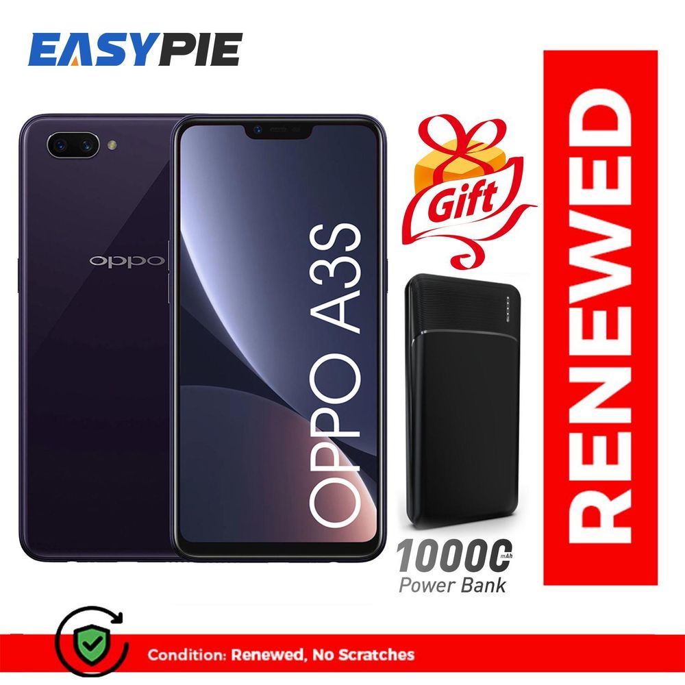 OPPO A3s Purple 6.2" 4+64G 13MP+2MP 3400mAh With Free EasyPie 10000mAh 37W Power Bank