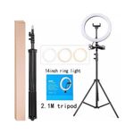 14-Inch Ring Light with 2.1M Tripod Stand used for selfies