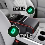 Generic Multi-Functional Car Center Console Armrest Box with Dual Type-C Ports, Integrated LED Light, and Cup Holder - Black - image 3
