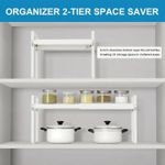 Generic White Adjustable Kitchen Shelf Organizer Expandable Cabinet & Countertop Storage Rack for Plates - image 7