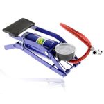 WakeView Portable Bike Foot Pump Inflator With Gauge Blue