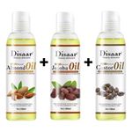 Disaar 3in1 Set Pure Cold Pressed ALMOND + JOJOBA + CASTOR Skin Moisturizing Oils - ORIGINAL