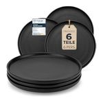 Generic   1.  6-Piece Black unbreakable Ceramic Dinner Plate Set - Modern Matte Plates for Dining