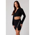 Forever 21 Rhinestone Fringe Cropped Blazer - Black