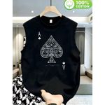 Fashion Card Love Crew Neck Tank Top-Black