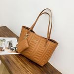 Large Capacity Brown Leather Ladies Tote Bag