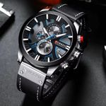 Curren  Original Quality & Highly Mechanical  Chronograph Black Leather Wristwatch