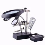 Generic 5 LED Auxiliary Clip Magnifier With Soldering Iron Stand And AC/DC Interchangeable -MG16129-C