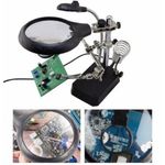 Generic 5 LED Auxiliary Clip Magnifier With Soldering Iron Stand And AC/DC Interchangeable -MG16129-C - image 2
