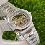Fashion P P Nautilus Skeleton Dial Frosted Silver Automatic Watch - image 2