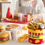 product_image_name-Generic-62 pcs Children's Toy Kitchen Playset Pretend Fast Food Pizza Family Bucket Hamburger Cooking French Fries Fried Egg Tart Meal Set-3