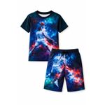 Galaxy Soccer Themed Short Sleeve and Shorts Set
