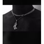 Cuban Link Chain With Praying Hand Pendant Silver