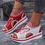 product_image_name-Fashion-Exotic Quality Ladies Women Platform Sandals-red/white-1