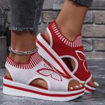 product_image_name-Fashion-Exotic Quality Ladies Women Platform Sandals-red/white-3