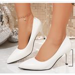 Fashion Elegant White Stiletto Mid-heel Shoes - image 2