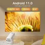 Generic 1080P Projector WiFi BT5.2 Android 11 System 180° Rotatable - White - image 4