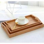 Polished 3 In 1 Natural Bamboo Wooden Serving Tray