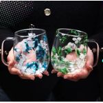 Generic New Design Handmade High Borosilicate Creative Dry Flower Double Wall Glass Mug Cup - image 3