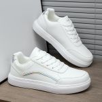 product_image_name-Fashion-Men's and Women's Couple Style White Casual Sneakers with Silver Accents-2