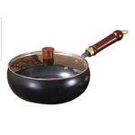 Generic Cast Iron Deep Wok Cooking Pot 24cm with lid