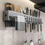 Generic Modern Kitchen Organizer Shelf Wall-mounted Spice Storage Rack Knife Holder - image 2