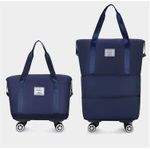 Fashion Expandable Foldable Travel Bag with Rolling Wheels - BLUE