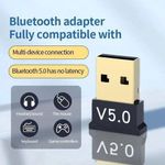 Generic USB Bluetooth 5.0 Adapter Transmitter Bluetooth Receiver Audio Bluetooth Dongle Wireless USB Adapter for Computer PC Laptop Phone Tablet Printer Headphone Speaker Wireless Mouse Keyboard Music