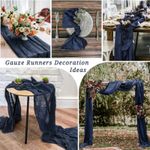 Generic Cheesecloth Table Runner 35x118 inch Boho Gauze Table Runner, Dark Blue - image 7