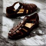 Mens Leather Quality Buckle Sandals - Brown