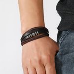product_image_name-Fashion-Men's Multi-Layer Leather Bracelet with Silver-Tone Accents-2Pcs-4