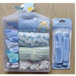 Blue Baby Sleepsuit,Socks,Wash Cloth, And Comb Set(Combo Pack)
