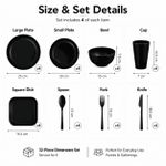 Generic 32-Piece Black Plastic Dinnerware Set For 4 Plates Bowls Cups - image 3