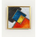 Modern Geometric Abstract Wall Art with Embellishments - Gold Frame