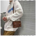 product_image_name-General-Vintage Boxy Crossbody Bag - Waterproof PU Leather Shoulder Satchel-4