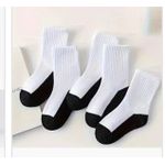Fashion 6 Pairs - Unisex Multi Purpose School Students Socks - White & Black Under