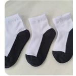 Fashion 6 Pairs - Unisex Multi Purpose School Students Socks - White & Black Under - image 2
