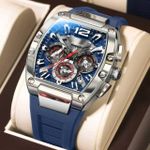 POEDAGAR  Elegance Sophisticated Blue Chronograph Quality Analogue Designer Wristwatch