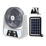 Generic 6-Inch Rechargeable Desktop Solar Fan with 2 LED Bulbs