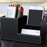 Generic U Leather Desk Organizer with Pen, Remote & Phone Holder – Multipurpose Storage Box