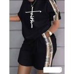 FAITH-PRINTED BLACK TOP WITH SHORT-BLACK