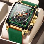 POEDAGAR Poedaga 840 Skeleton Dial Silicone Strap Luxury Men's Watch