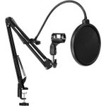 Studio Condenser Microphone Suspension Boom Mic Arm Stand & Pop Filter